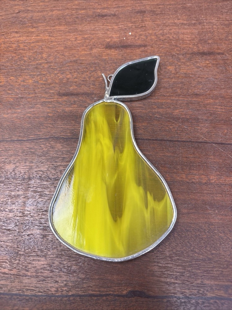 Stained Glass Pear Suncatcher Fruit Window Hanging