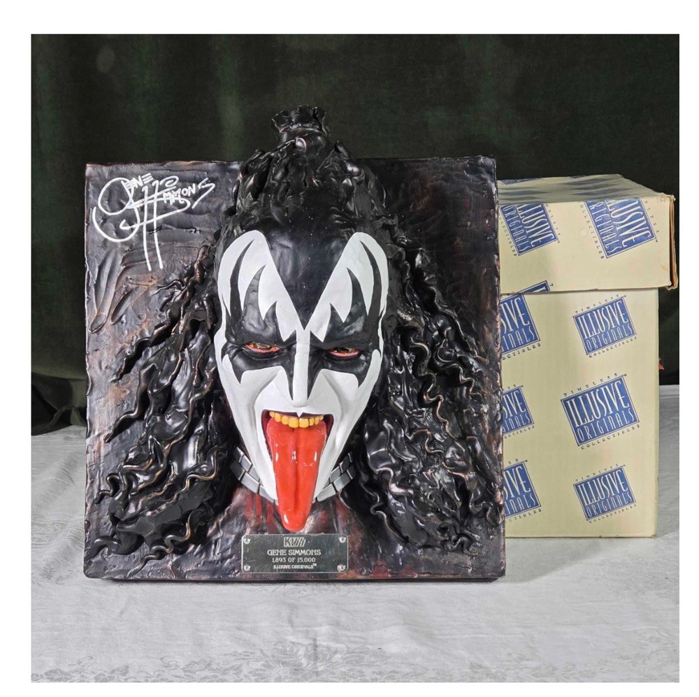 KISS Gene Simmons Illusive Originals Signed  1997 Bust Face Plaque 1893/15000