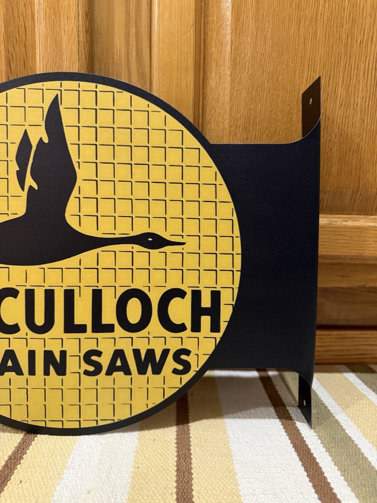 McCulloch Chain Saw Flange Sign Tree Double Sided Vintage Style Wall Decor