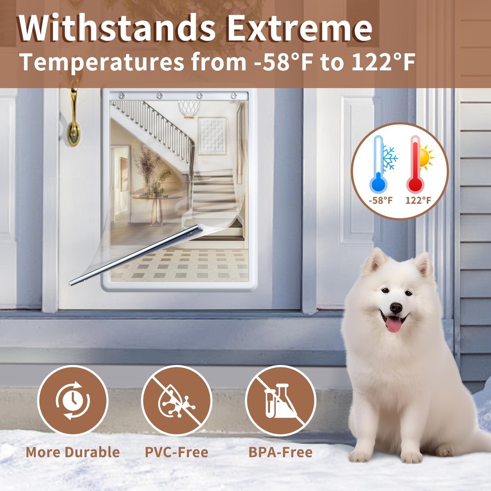 Dog Door Replacement Flaps - 2-Pack for XL Doors, Easy Pet Access