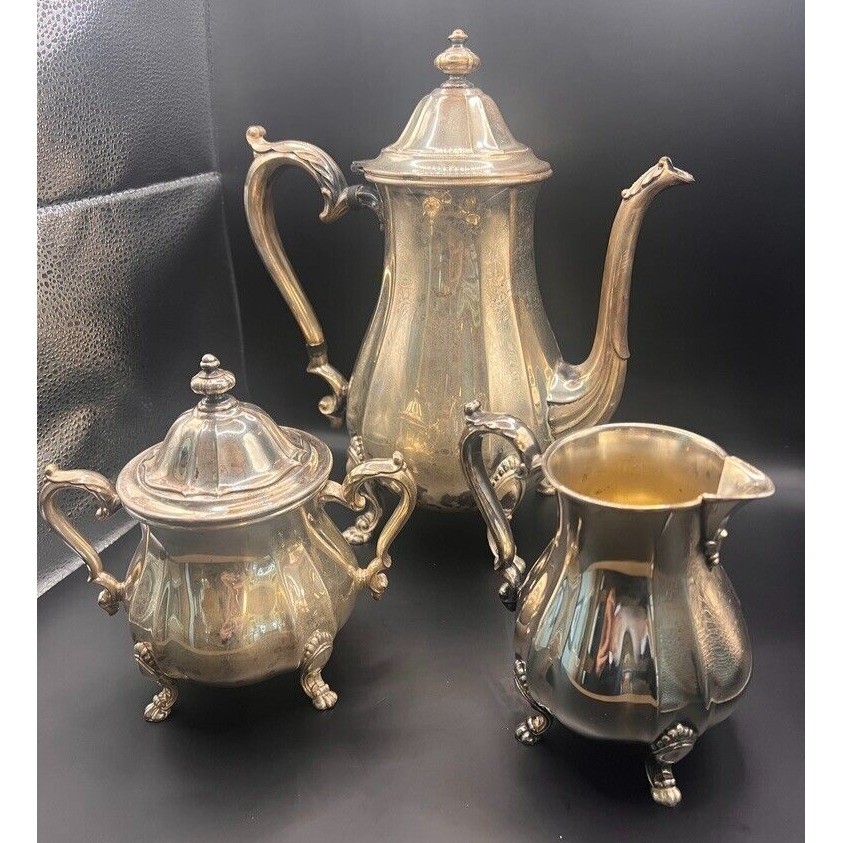 Antique Silverplate Tea Coffee Set Chippendale International Silver Co Sugar &