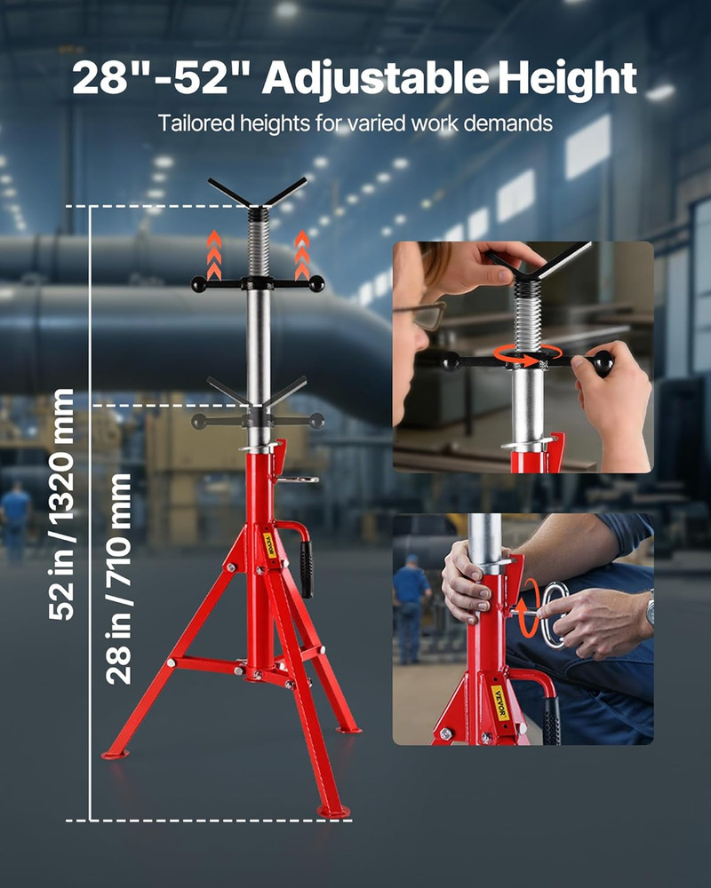 Pipe Jack Stand Robust Steel Heavy-Duty Construction | Adjustable Height Range |