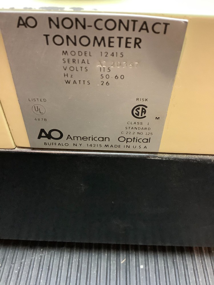 American Optical Corportion Non-Contact Tonometer Model 12415
