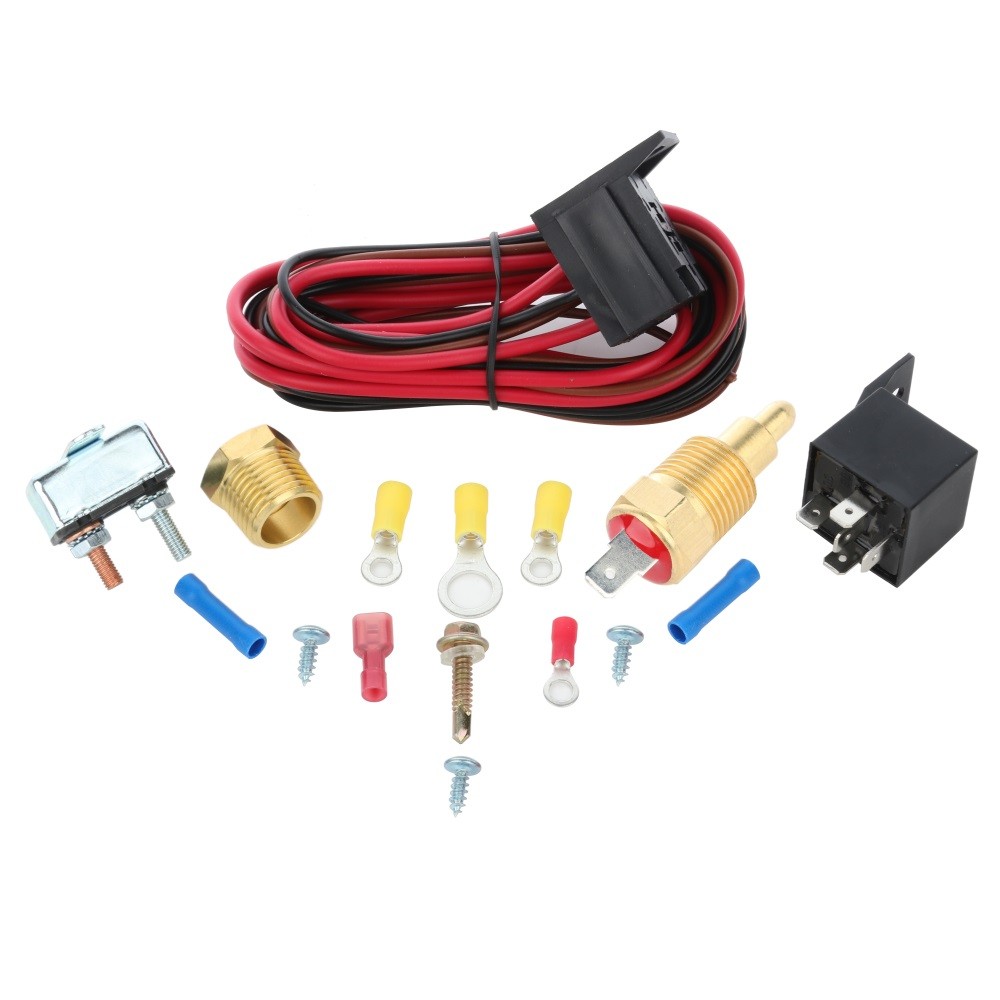 Electric Engine Fan Thermostat Temperature Relay Switch Sensor Kit 3/8" 175~185