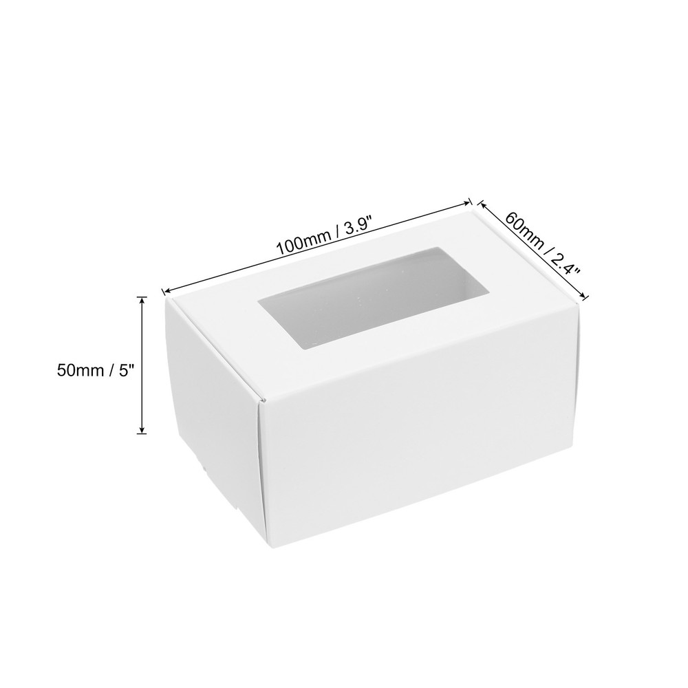 20Pcs 3.9"x2.4"x2" Paper Soap Box with Window Soap Boxes Rectangle White