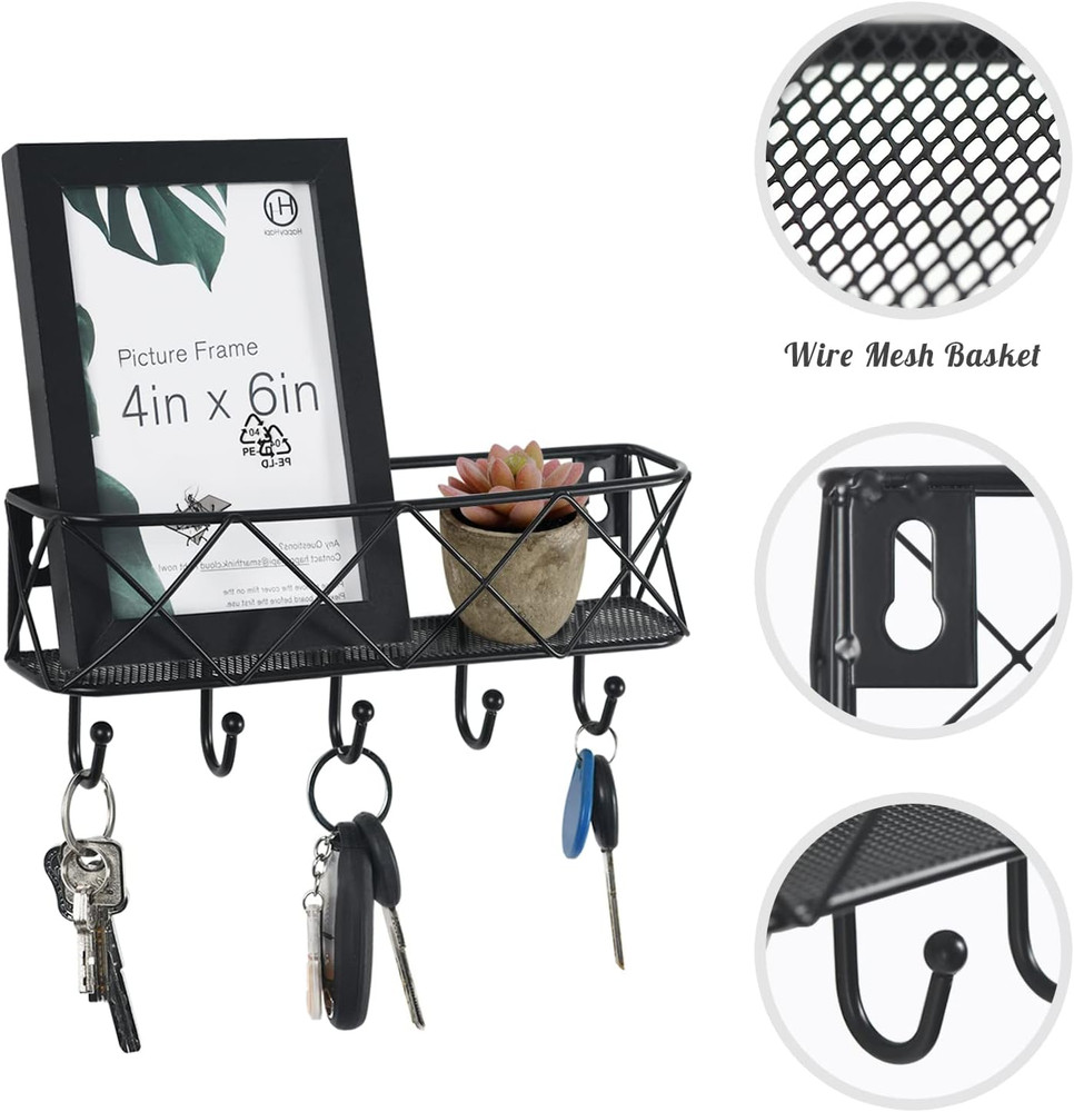 Key Holder for Wall Decorative,Entryway Key Hook,Wall Mounted Key Rack w/ 5 Hook