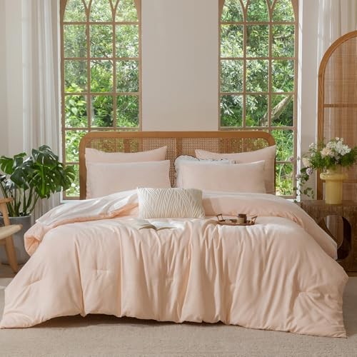 Size Comforter - Waffle Checkered Bedding, Textured Thermal King Pink
