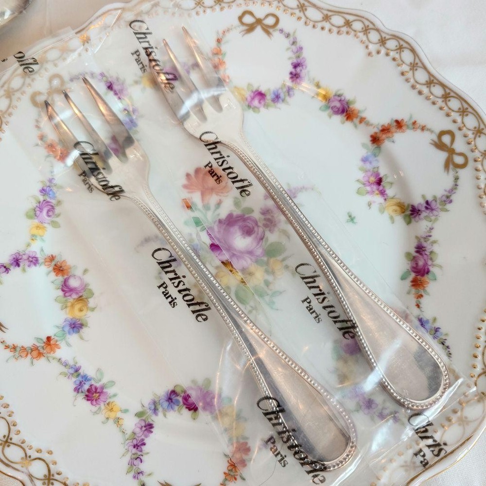 Christofle fork set of 2 new and unopened
