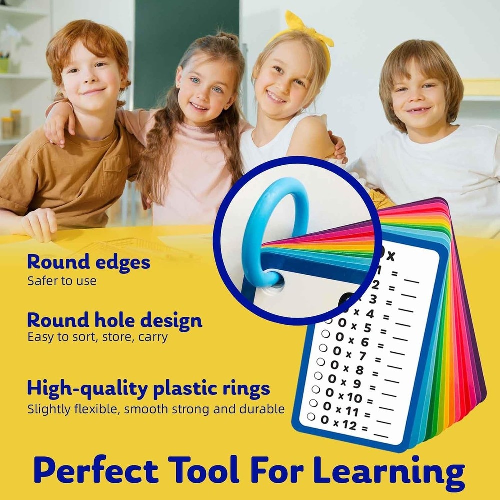 Durable 28 Multiplication Flash Cards Set - Fun & Educational Math Learning Tool