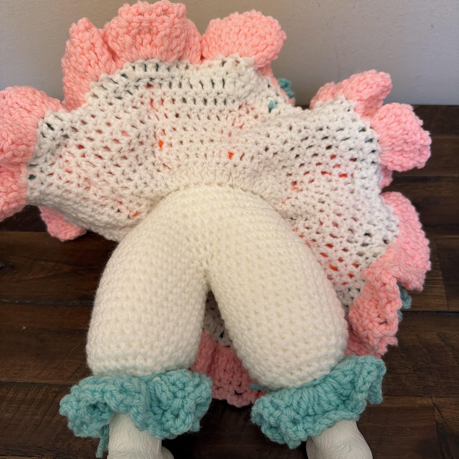 Vintage Easter Bunny Doll Handmade Crochet Carrot Dress Vinyl Rabbit Toy Decor