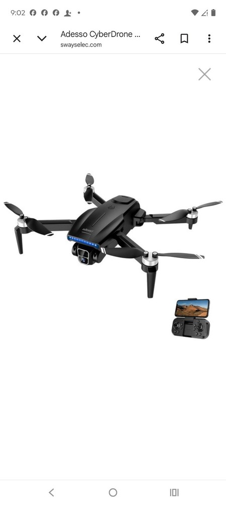 Adesso CyberDrone Quadcopter Black With Camera & Remote Control