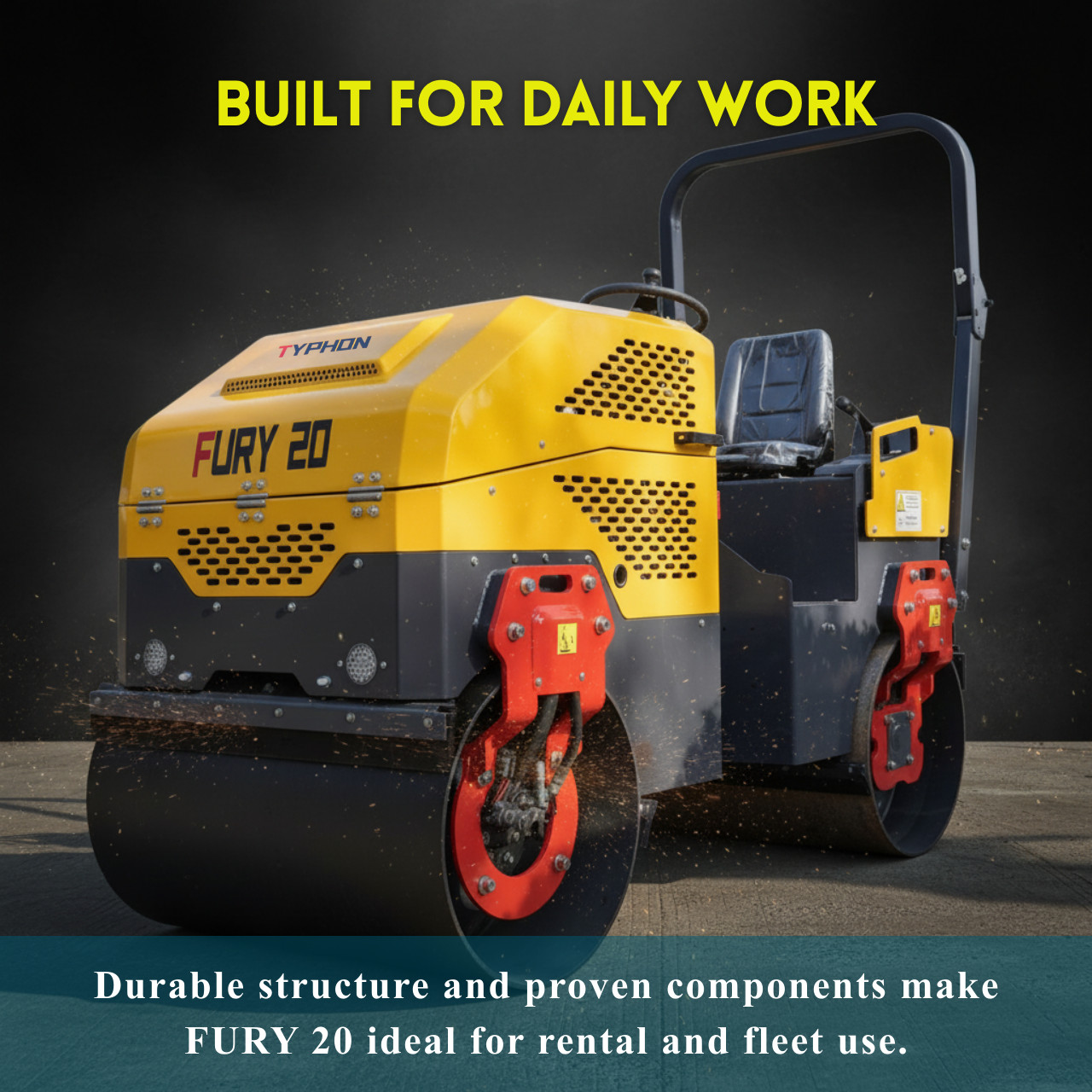 TYPHON FURY 20 Mini Road Roller 2Ton Hydraulic Oil Vibratory B&S 23hp USA engine