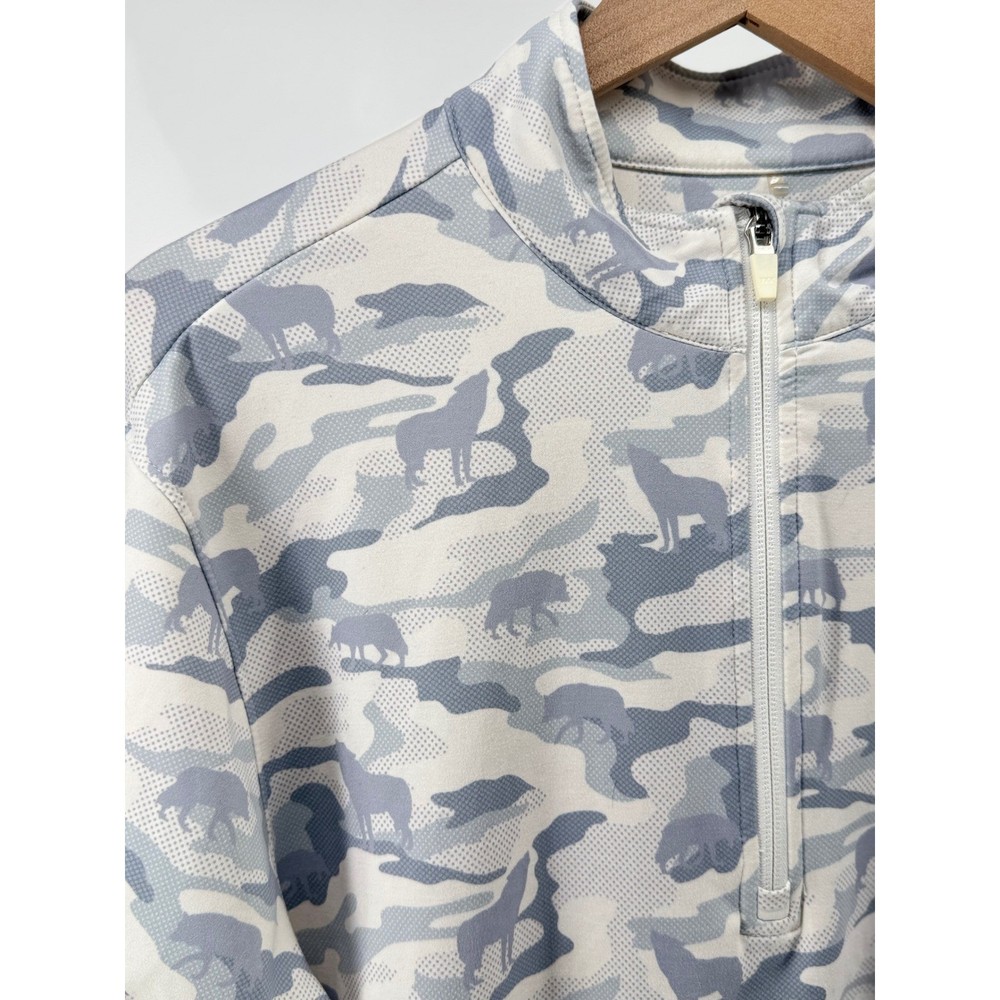 Waggle Golf Quarter Zip Pullover Mens Medium Grey White Wolf Camo Performance