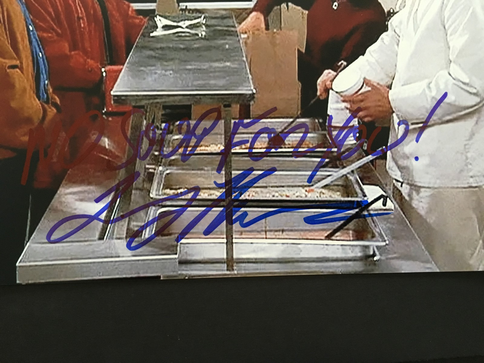 LARRY THOMAS "SOUP NAZI" AUTOGRAPHED " NO SOUP FOR YOU" 8 X 10 PHOTO