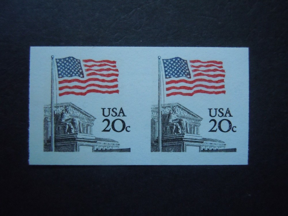 #1895d 20c Flag  EFO Major Error Imperforated Pair MNH OG VF