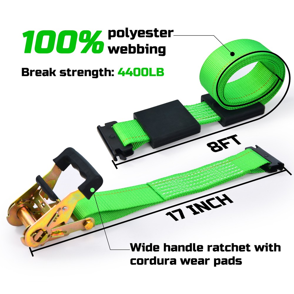 2 Pack Wheel Chock Tie Down Kit Heavy Duty Trailer Tire Strap System for ATV UTV