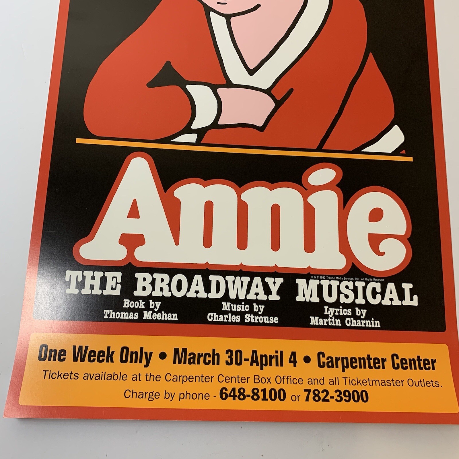 Annie Theater Broadway Window Poster 14" x 22 Marcia Lewis Schuck Carpenter 1992