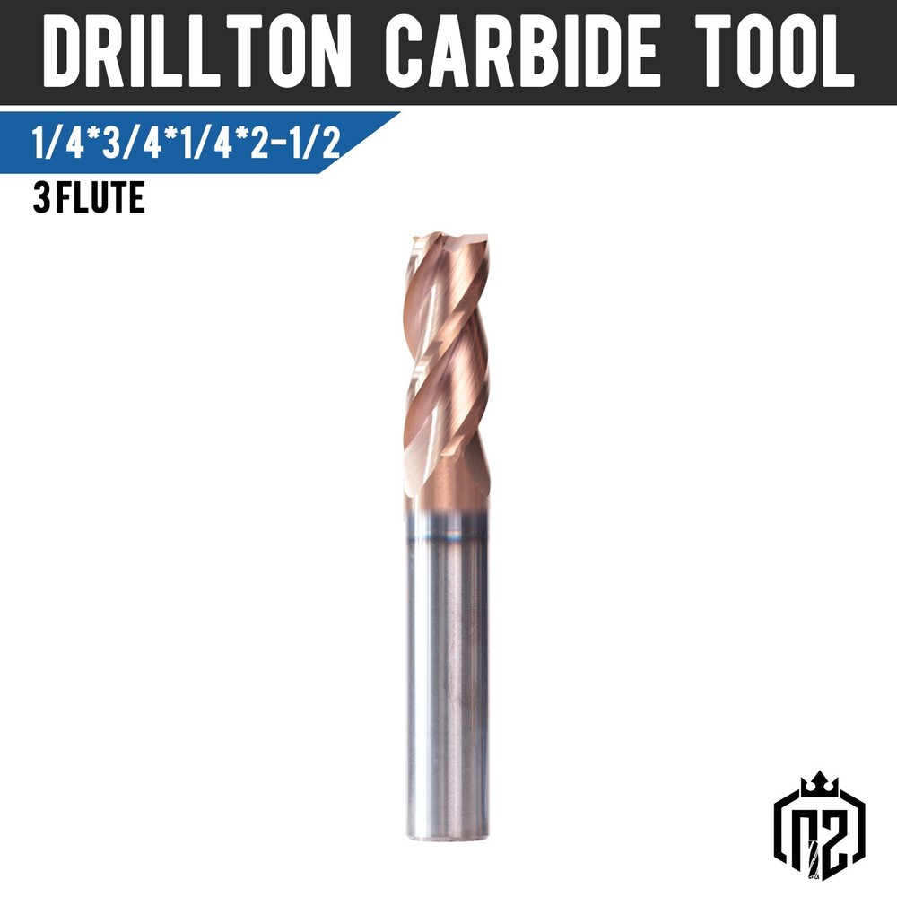 3 Flute 1/4"x3/4" x 2-1/2" Variable Helix Solid Carbide End Mill - ALCrN Coated