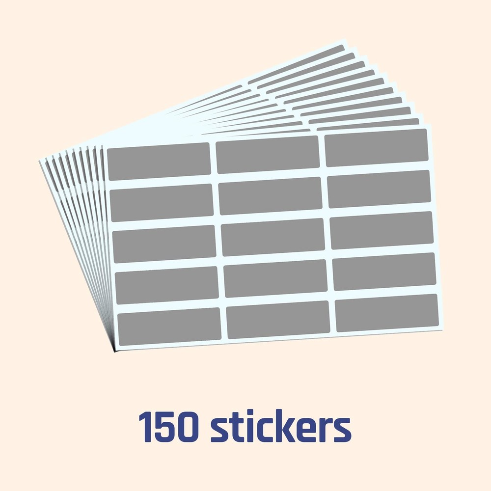 150 Pack, Scratch Off Stickers Labels - Rectangle, Gray, 1.9 x 150 Gray