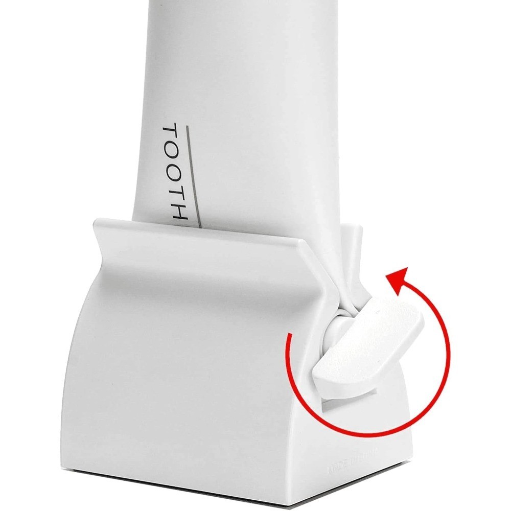 Rolling Tube Toothpaste Squeezer and Holder Stand for Bathroom White