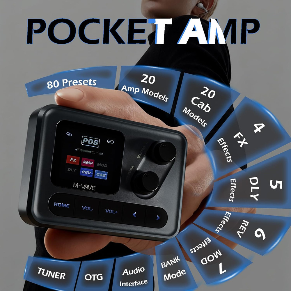 Digital Guitar Effects Processor, Multi-Effect Pedal with App Control, LCD Displ