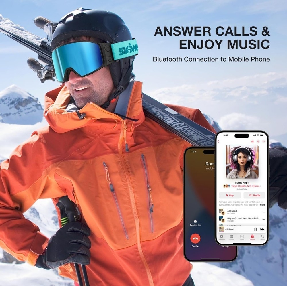 New Multifunctional Smart Bluetooth Ski Goggles, See Description Below