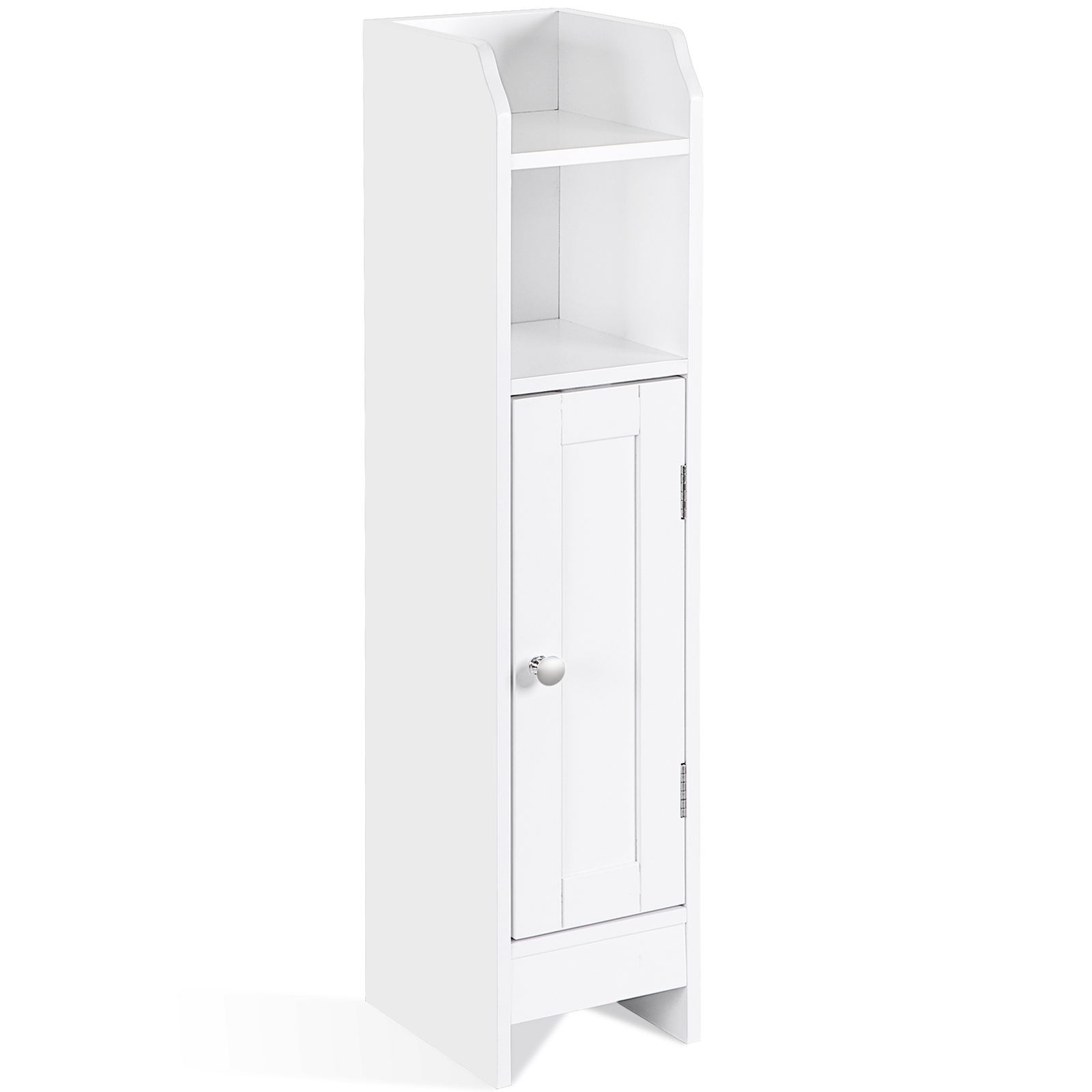 Small Bathroom Storage Cabinet White Floor Standing w/ Door & Shelves Storage