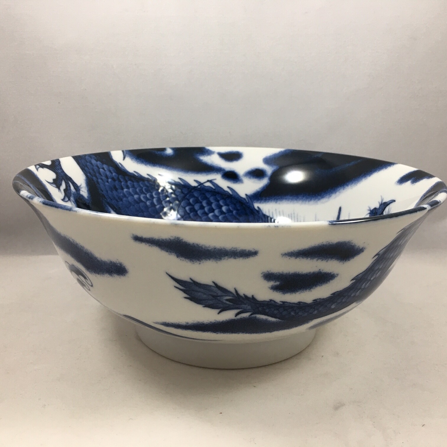 Japanese 8.25"D Porcelain Rice Ramen Noodle Soup Bowl RYU Dragon Made in Japan