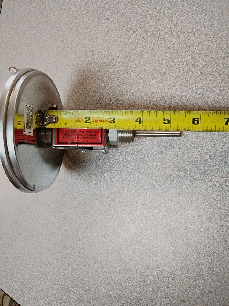 TRERICE ADJUSTABLE ANGLE BIMETAL THERMOMETER 52-2899, 5" DIAL, 0-250F