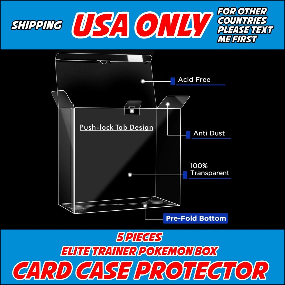 5 PCS Elite Trainer Pokemon Box Card protector ETB acrylic display case