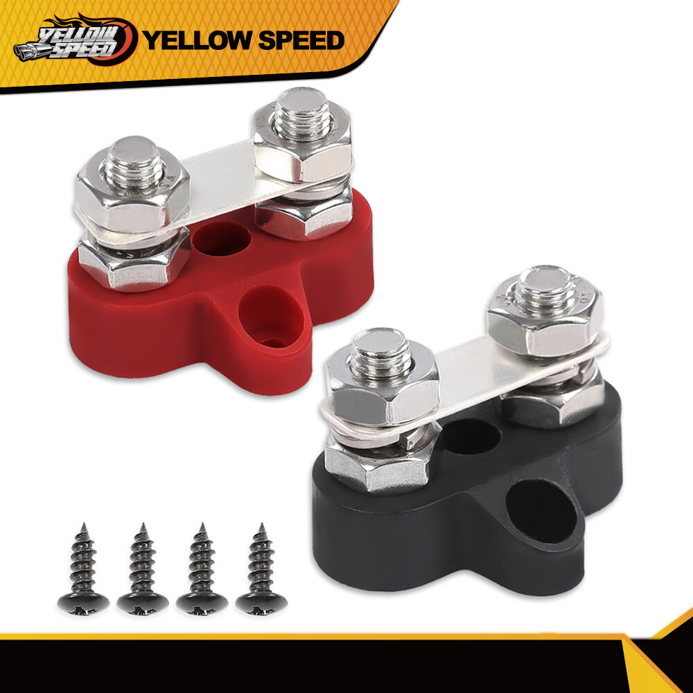 5/16" Ring Red Black Junction Block Power Post Insulated Terminal Stud Battery