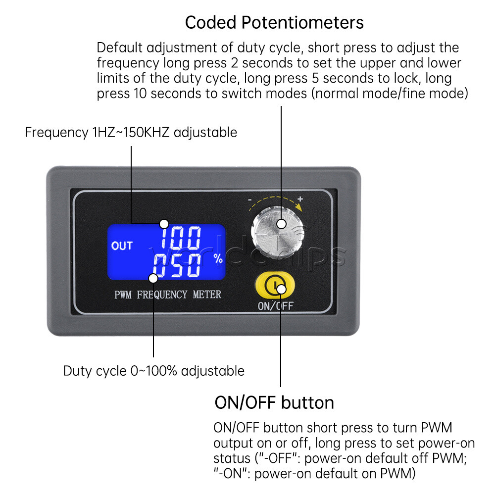Signal Generator Module Adjustable PWM Pulse Frequency Duty Cycle Square Wave