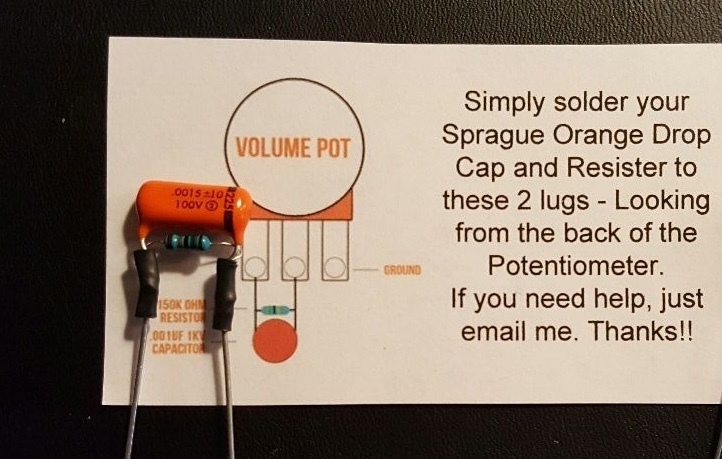 1 - Sprague ORANGE DROP Treble Bleed Mod - Strat, Tele, Humbuckers Too!!