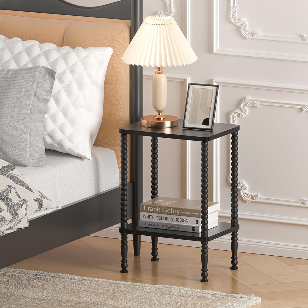 Side Table, Small End Table, 2-Tier Nightstand with Storage Shelves, Coffee Tabl