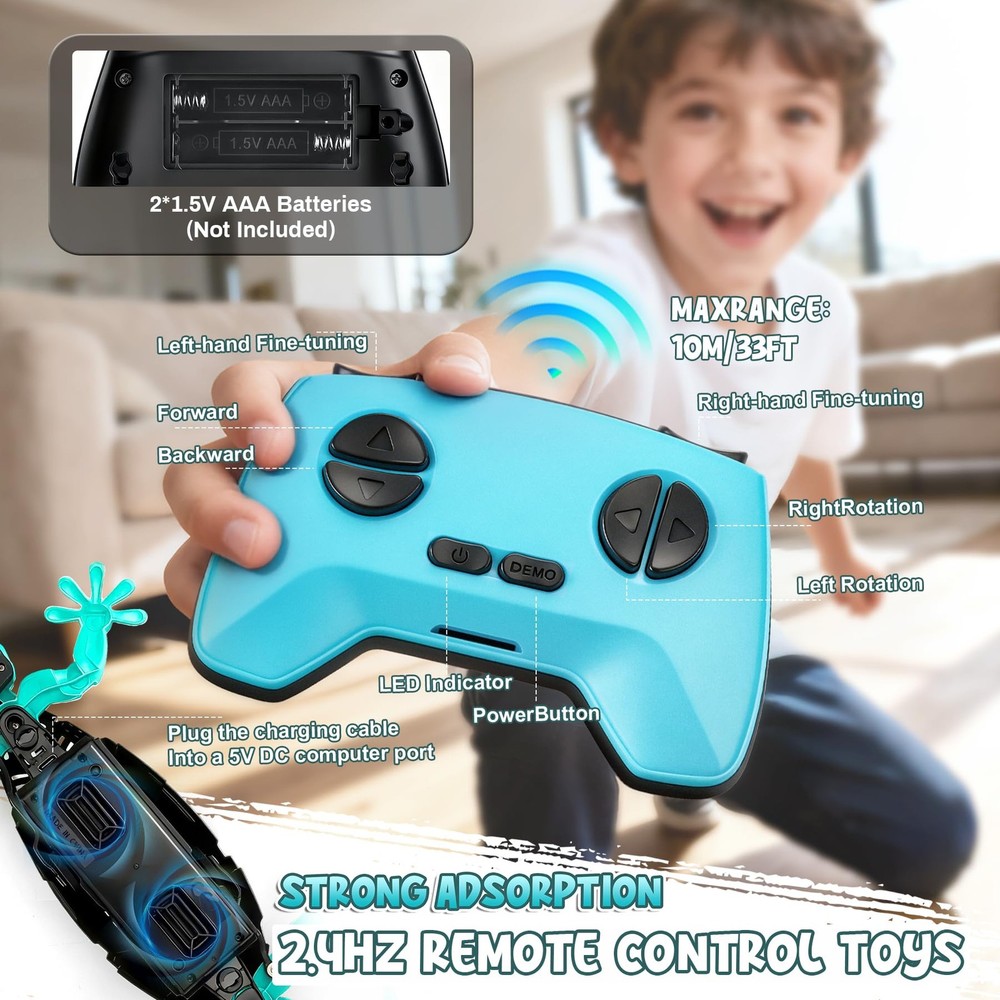 Hamino RC Wall Crawling Gecko, Remote Control Wall Climbing Lizard Robot Kids' E