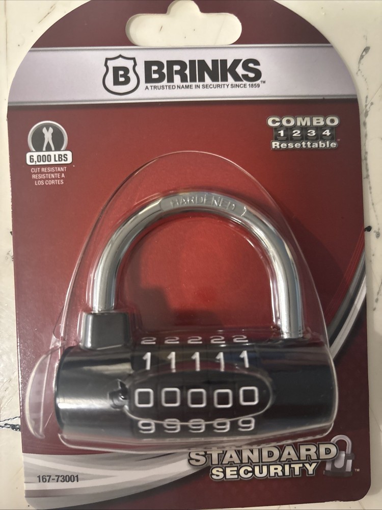 Brinks Combo 1234 Brass 3-Dial Resettable Combination 40mm Padlock 16773001