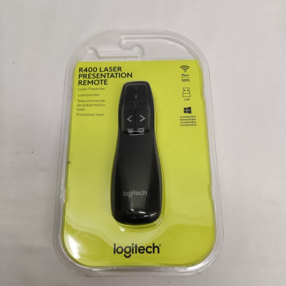 LOGITECH R400 WIRELESS PRESENTATION REMOTE RED LASER POINTER PC 15M 50FT
