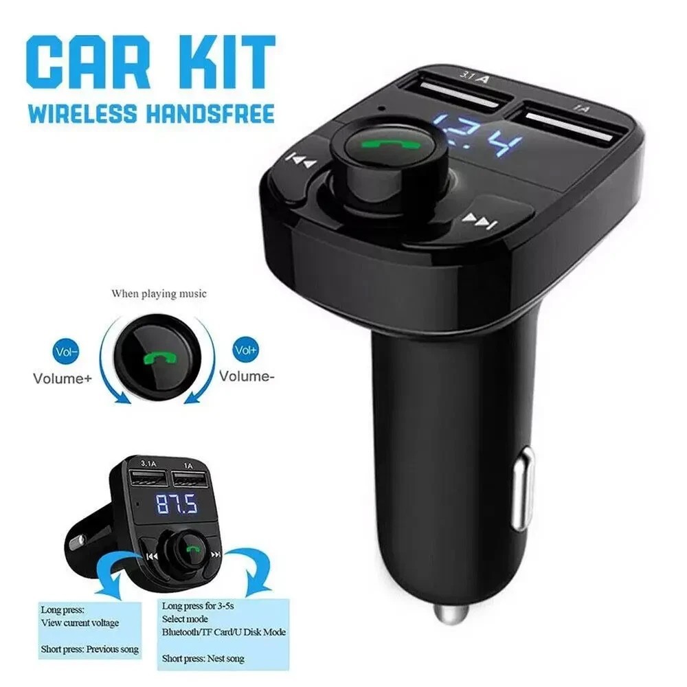 Bluetooth 5.0 Car Wireless FM Transmitter Adapter AUX Hands-Free 2USB PD Charger