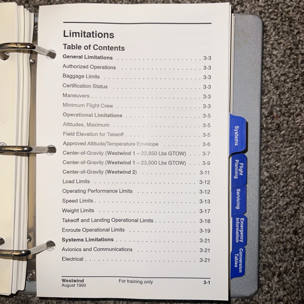 SimuFlite Westwind Cockpit Reference Handbook