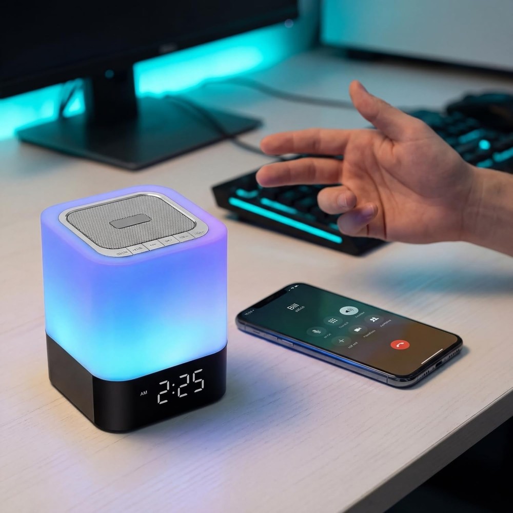 Wireless 5-Watt Bluetooth Speaker with Adjustable Brightness Night Light & Alarm