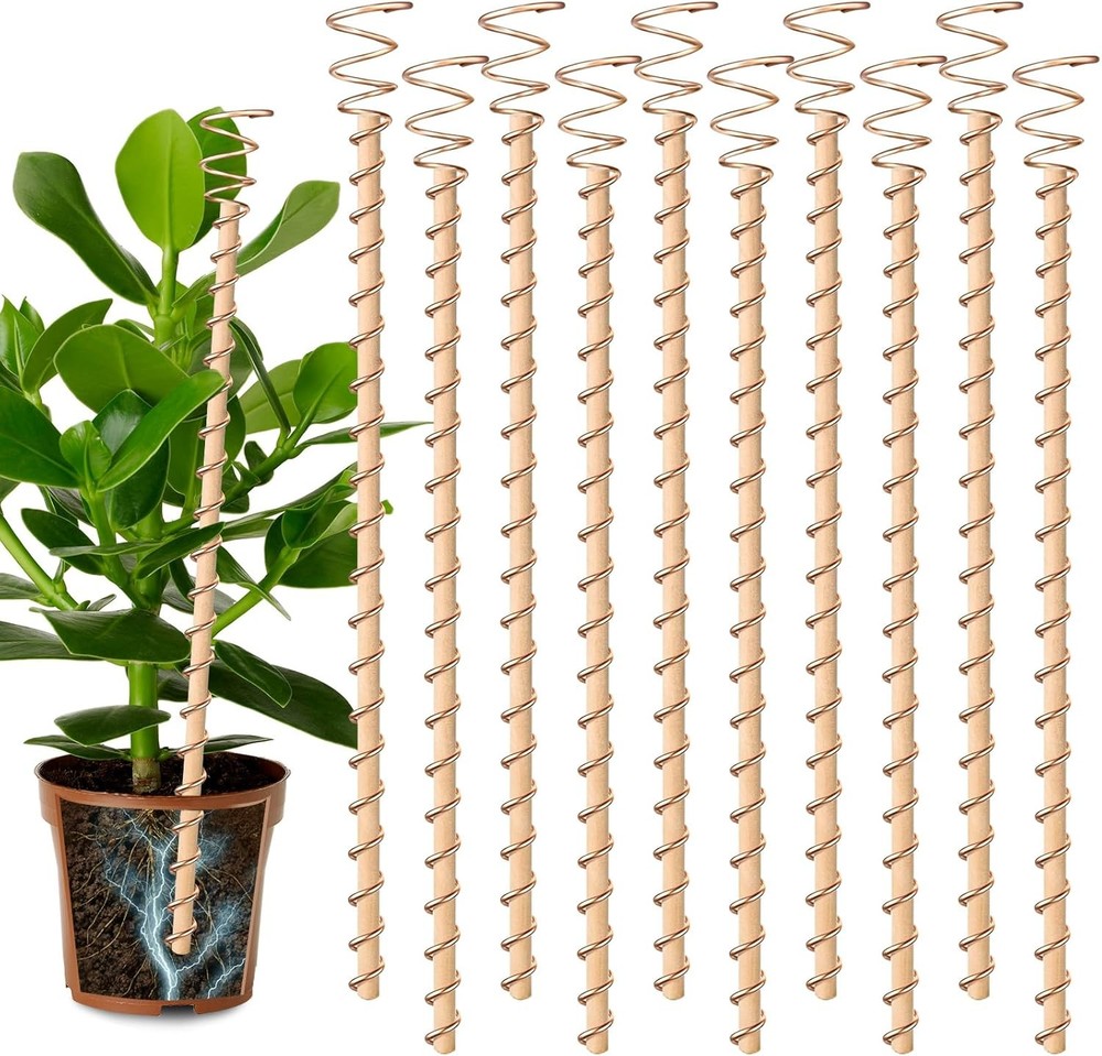 10Pcs Electroculture Plant Stakes, 13.5''/17" Available Copper Coil Wire Antenna