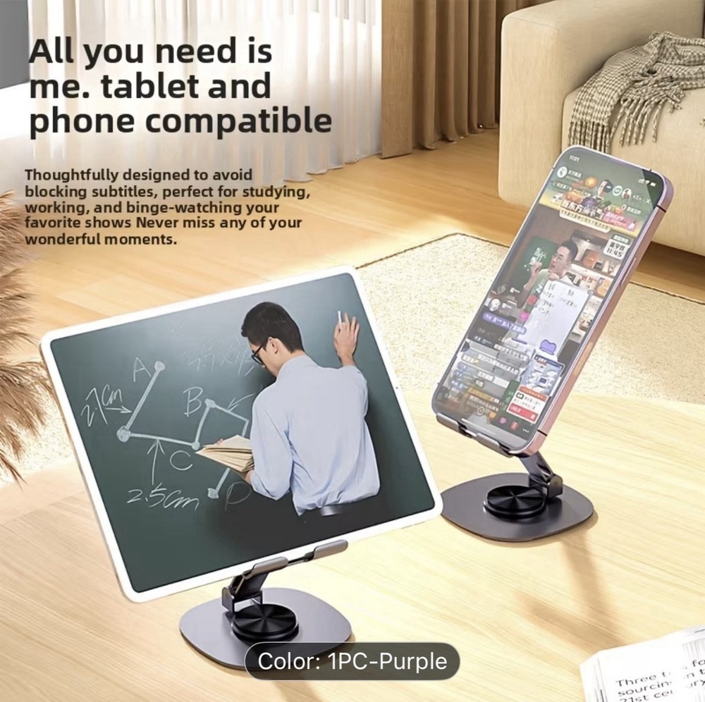Aluminum 360° Rotating Phone Stand – Adjustable, Foldable, Waterproof