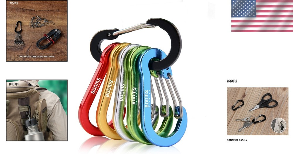 Versatile 2-Inch Carabiner Clips - Assorted Colors, 6 Pack for Gear Organization