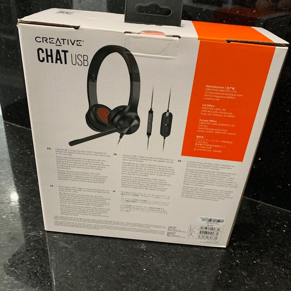 Creative Labs Chat On-Ear USB Headset - EF0980 - NEW