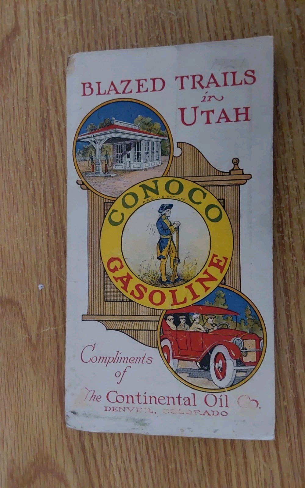 1921 CONOCO GASOLINE ''BLAZED TRAILS IN UTAH'' FOLD OUT MAP