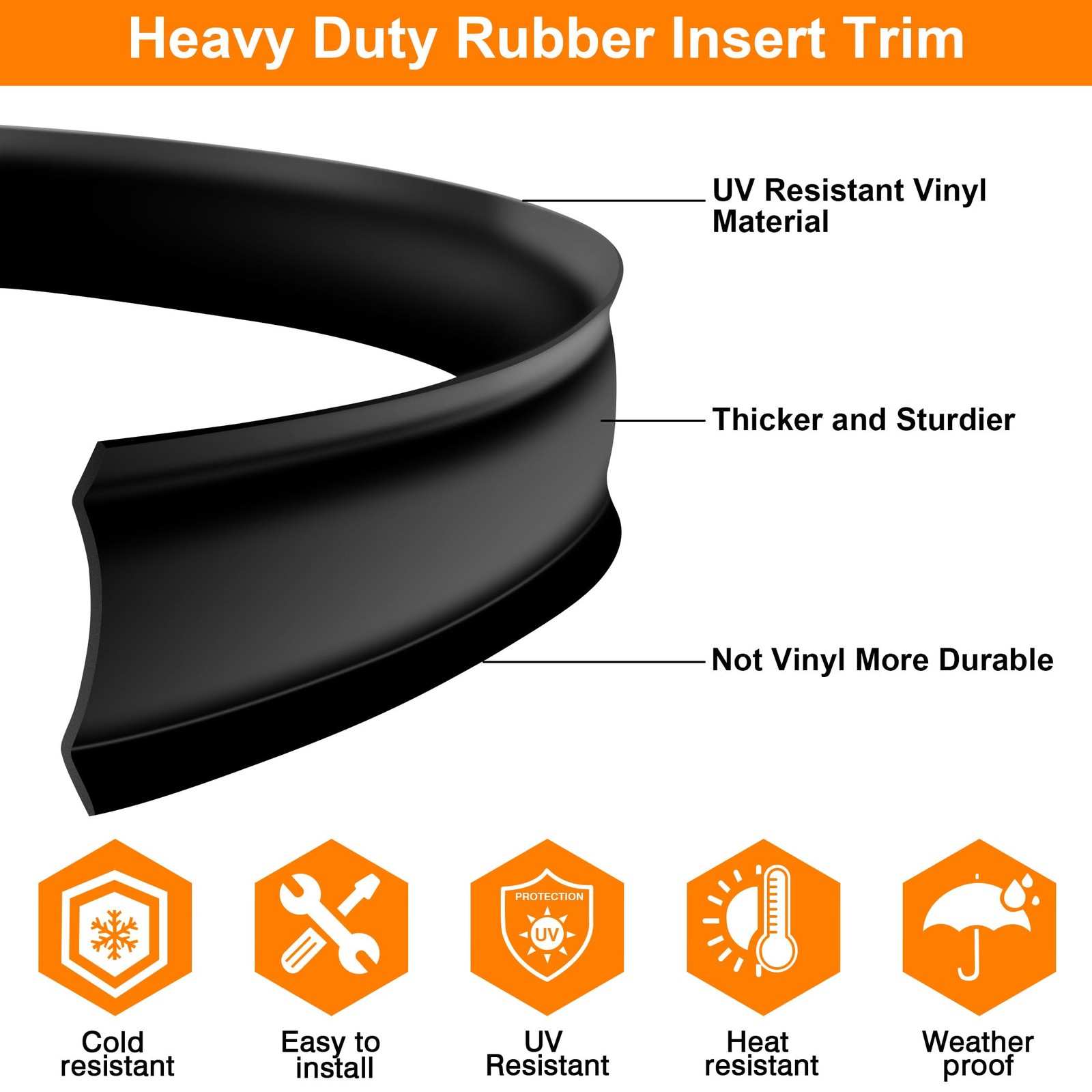 RV Trim Molding Insert 1" Black UV Resistant Vinyl Screw Cover for Campers 50ft