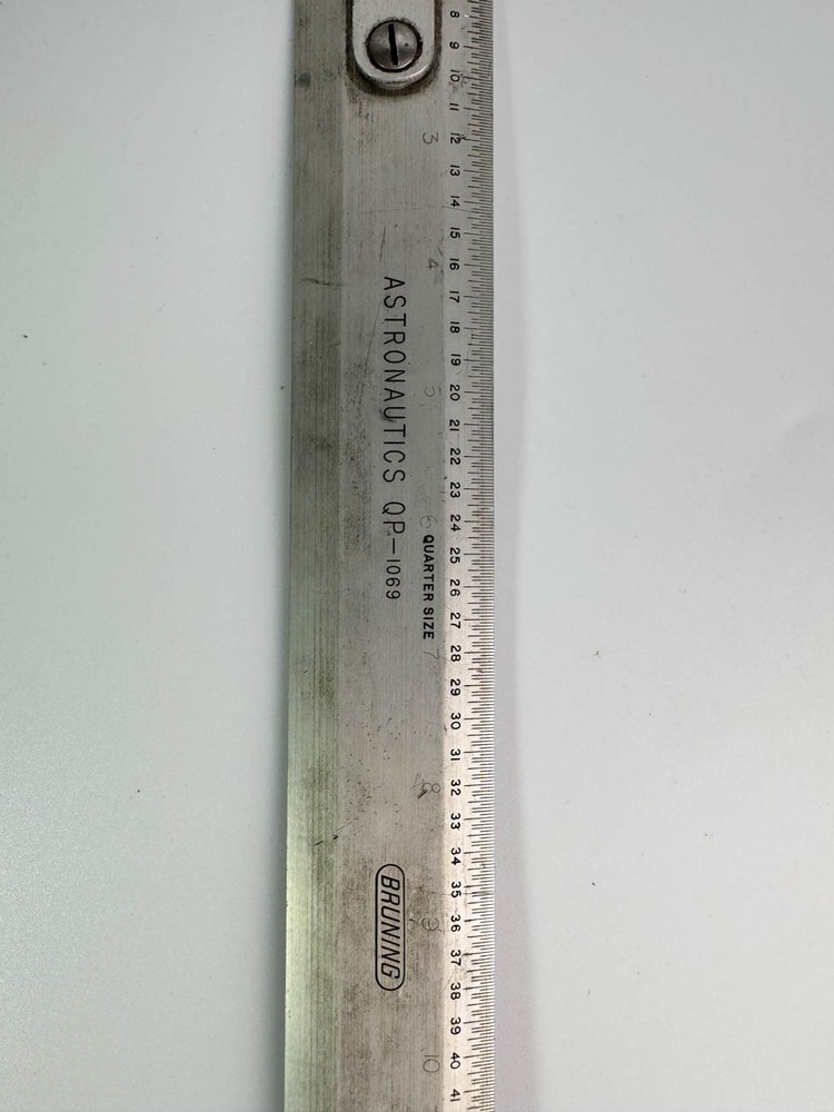 VINTAGE BRUNING 18" METAL DRAFTING RULER drafting rule ASTRONAUTICS QP-1069