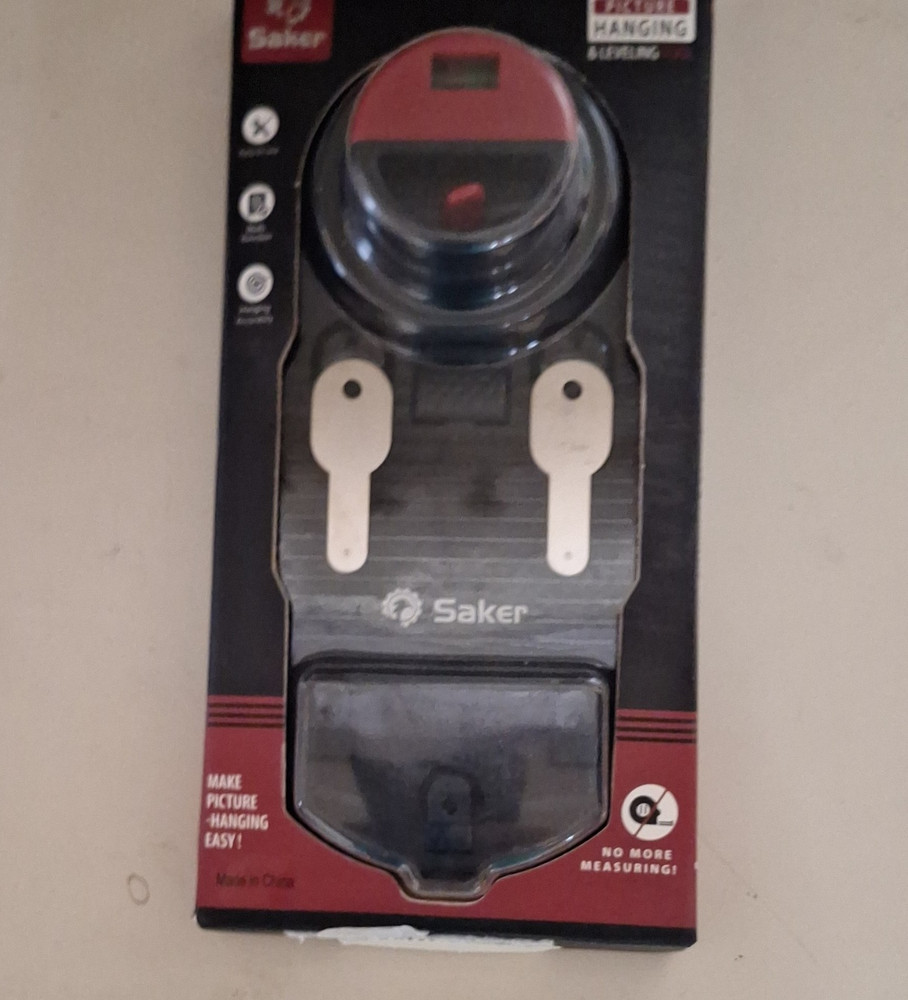 Saker Picture Hanging & Leveling Tool, Magnetic, Extendable, Black/Red