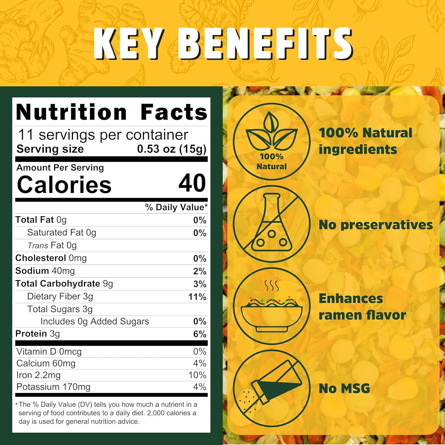 Dried Ramen Toppings. Dehydrated Vegetables for Ramen Topper Include Cabbage, Sp