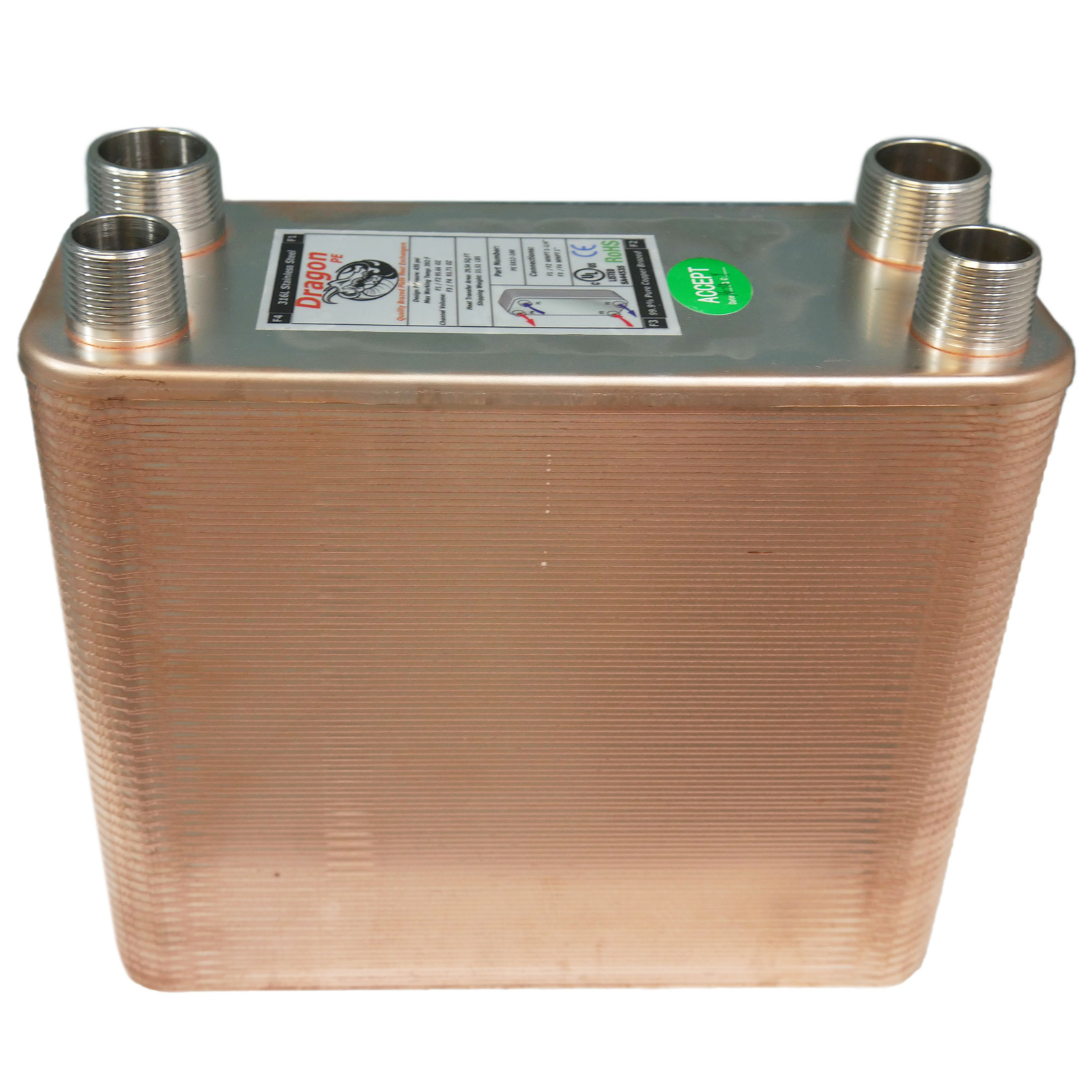 100 Brazed Plate Heat Exchanger, 250,000 BTU